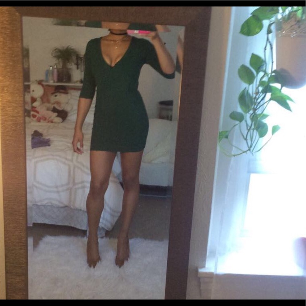 Green 3/4 Length Sleeve Zara Dres